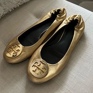 Tory Burch Gold Flats